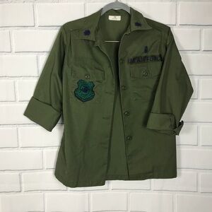 Military Patches Utility Olive Green Shirt Jacket